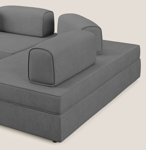Liberty divano angolare con pouf estraibile e schienali movibili in te