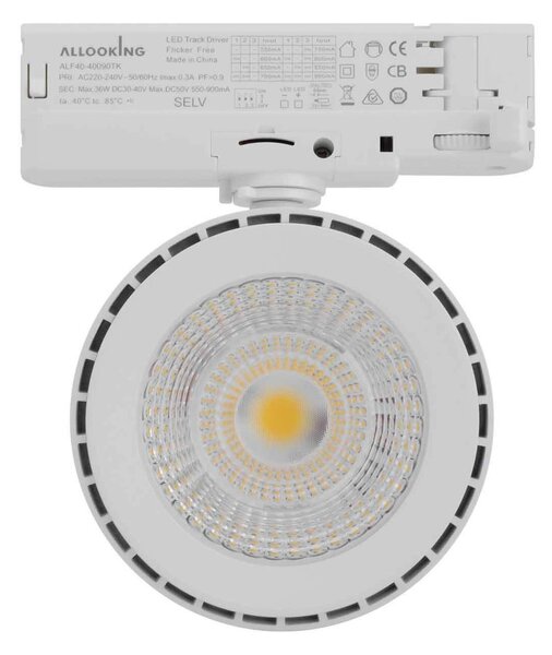 Faro LED 36W Slim per Binario Trifase Orientabile 60° Bianco CCT Bianco Variabile Colore Bianco Variabile CCT