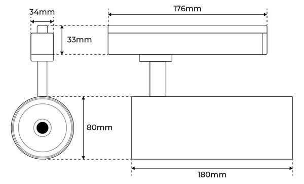 Faro LED 40W Monofase Nero 38°e 60° 130LM/W CRI92 no Flickering Colore Bianco Caldo 2.700K