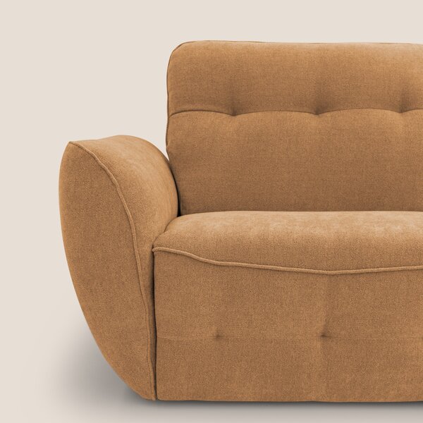 Cerbero divano angolare con pouf mobile in morbido bouclé impermeabile
