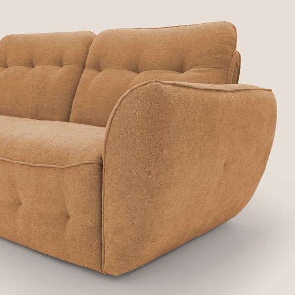 Cerbero divano angolare con pouf mobile in morbido bouclé impermeabile