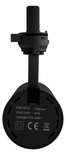 Faro LED 34W per Binario Trifase 38°+60° Nero con driver Philips Colore Bianco Naturale 4.000K