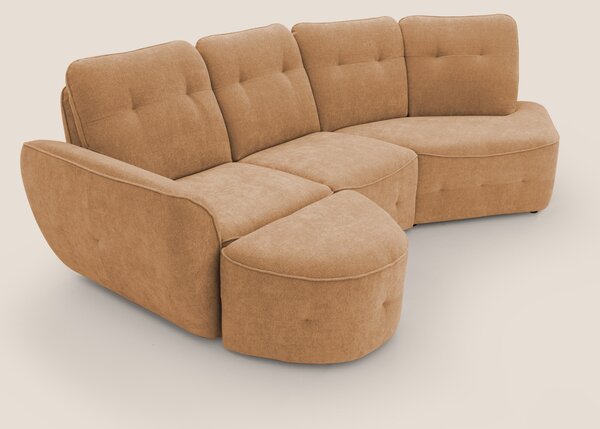 Cerbero divano angolare con pouf mobile in morbido bouclé impermeabile