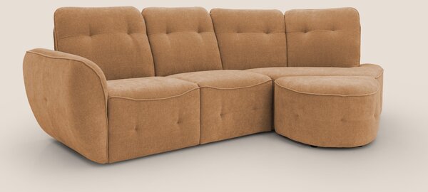 Cerbero divano angolare con pouf mobile in morbido bouclé impermeabile
