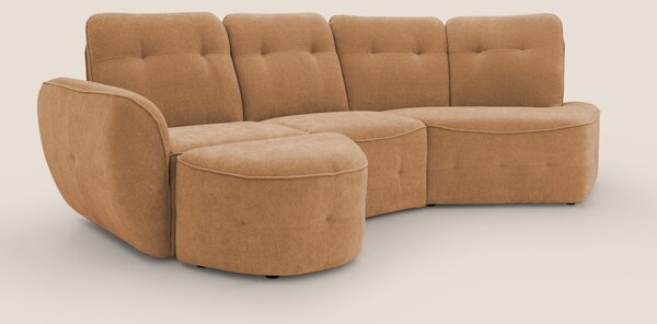 Cerbero divano angolare con pouf mobile in morbido bouclé impermeabile
