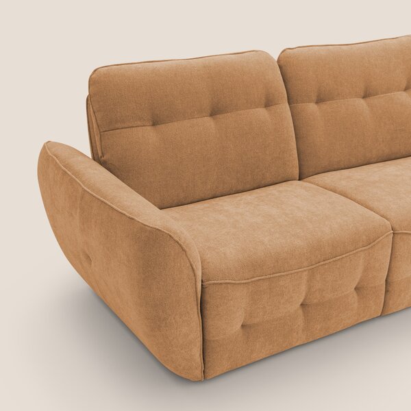 Cerbero divano angolare con pouf mobile in morbido bouclé impermeabile