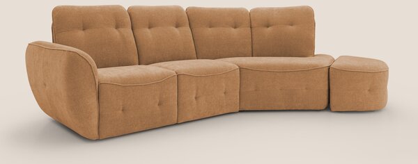 Cerbero divano angolare con pouf mobile in morbido bouclé impermeabile