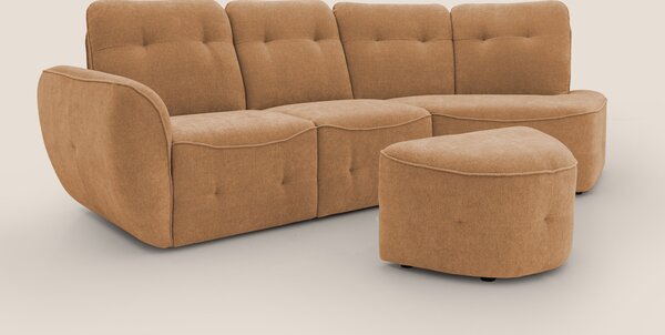 Cerbero divano angolare con pouf mobile in morbido bouclé impermeabile