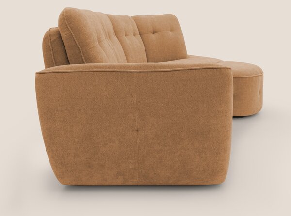 Cerbero divano angolare con pouf mobile in morbido bouclé impermeabile
