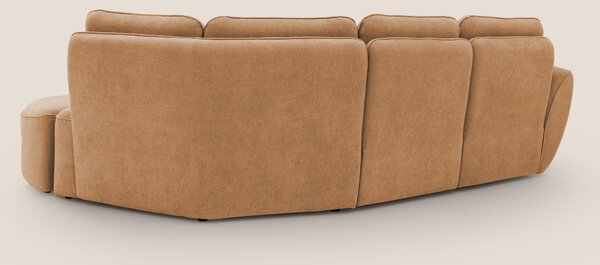 Cerbero divano angolare con pouf mobile in morbido bouclé impermeabile