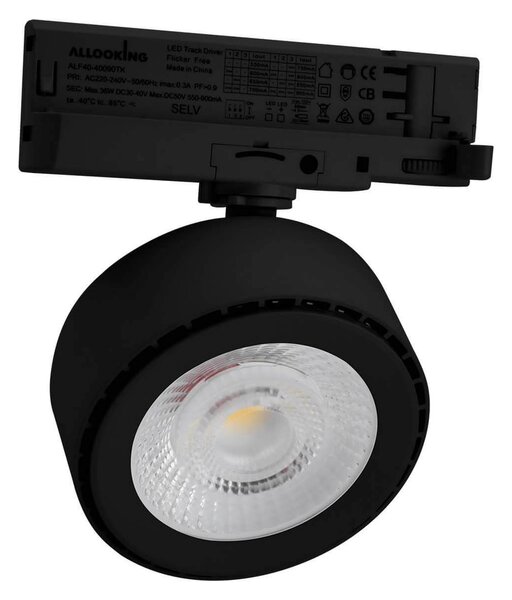 Faro LED 36W Slim per Binario Trifase Orientabile 60° Nero 3CCT Bianco Variabile Colore Bianco Variabile CCT