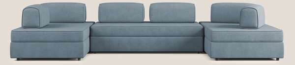 Liberty divano panoramico con pouf estraibile e schienali movibili in