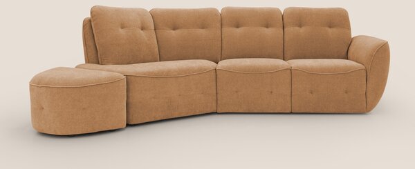 Cerbero divano angolare con pouf mobile in morbido bouclé impermeabile