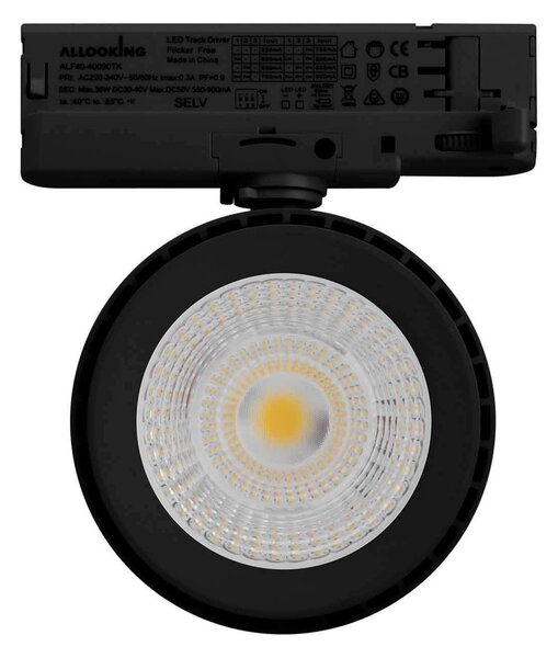 Faro LED 36W Slim per Binario Trifase Orientabile 60° Nero 3CCT Bianco Variabile Colore Bianco Variabile CCT