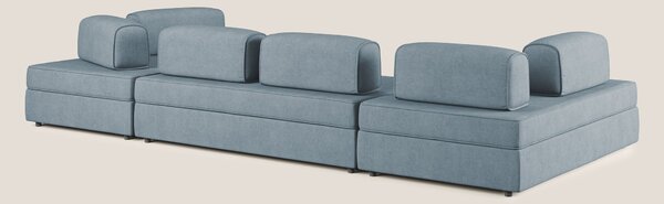Liberty divano panoramico con pouf estraibile e schienali movibili in