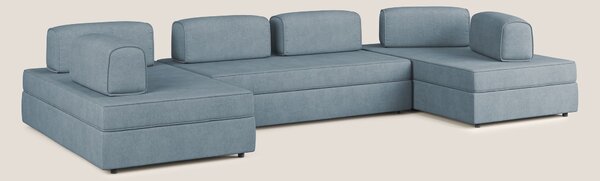 Liberty divano panoramico con pouf estraibile e schienali movibili in