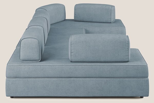 Liberty divano panoramico con pouf estraibile e schienali movibili in