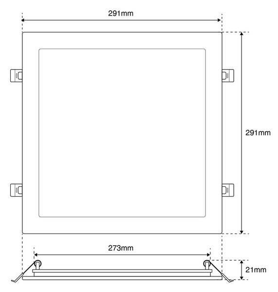 Pannello LED Quadrato 30W 3.000lm Foro 280x280mm Osram chip LED Colore Bianco Naturale 4.000K