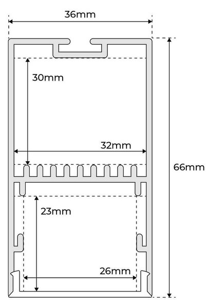 Plafoniera Lineare Nera da soffitto in Alluminio per Striscia LED 1 e 2 metri Variante Lunghezza 1 Metro