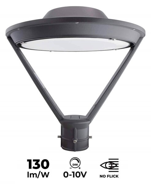 Lampione 50W 130lm/w No Flickering IP65 DIMMERABILE 0-10V Colore Bianco Caldo 3.000K