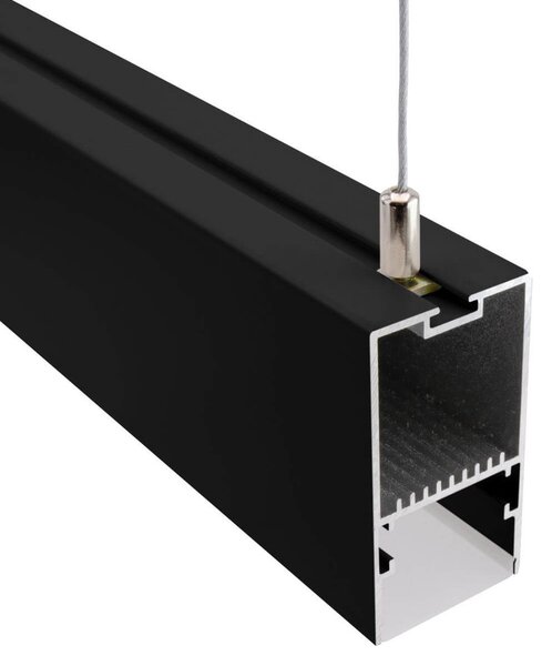Profilo Lineare Nero a Sospensione in Alluminio per Striscia LED 1m e 2m Variante Lunghezza 1 Metro