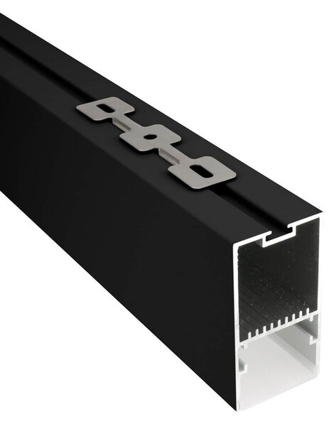 Plafoniera Lineare Nera da soffitto in Alluminio per Striscia LED 1 e 2 metri Variante Lunghezza 1 Metro