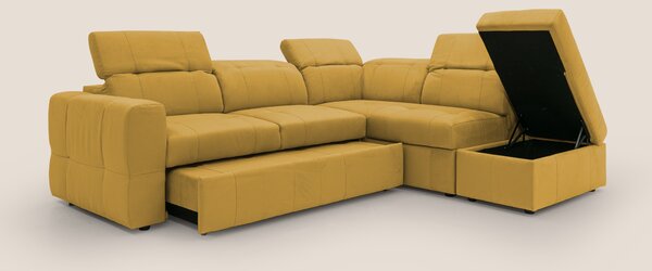 Kronos Divano angolare con poggiapiedi estraibile e pouf contenitore m