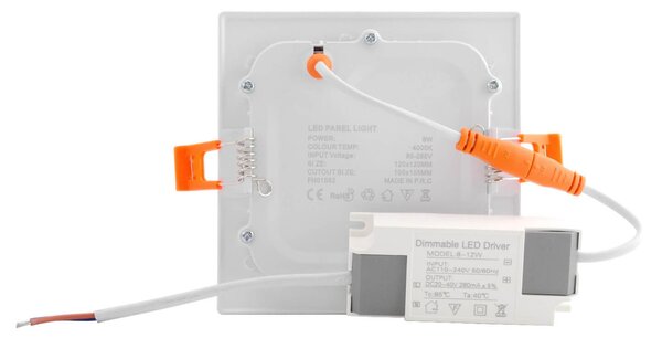 Pannello LED Quadrato 8W 800lm Foro 110x110mm Osram LED Dimmerabile Colore Bianco Naturale 4.000K