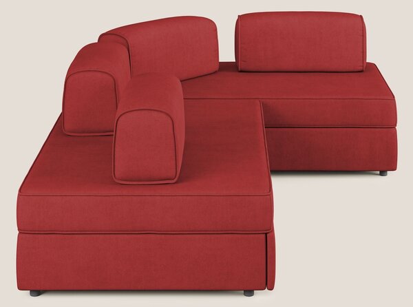 Liberty divano angolare con pouf estraibile e schienali movibili in te