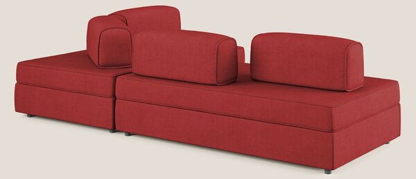 Liberty divano angolare con pouf estraibile e schienali movibili in te