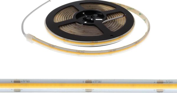 Striscia LED COB 10W/m 24VDC IP67 5m Luce Continua Colore Bianco Naturale 4.000K