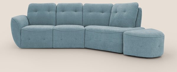 Cerbero divano angolare con pouf mobile in morbido bouclé impermeabile
