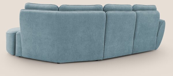 Cerbero divano angolare con pouf mobile in morbido bouclé impermeabile