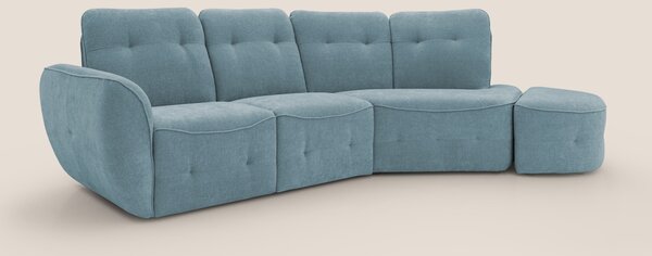 Cerbero divano angolare con pouf mobile in morbido bouclé impermeabile