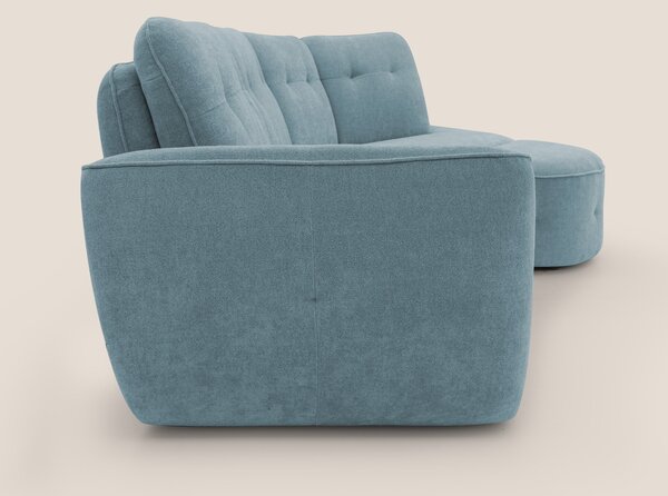 Cerbero divano angolare con pouf mobile in morbido bouclé impermeabile