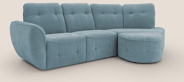 Cerbero divano angolare con pouf mobile in morbido bouclé impermeabile