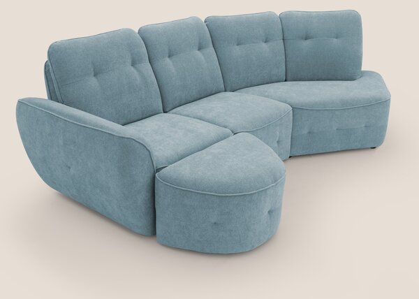 Cerbero divano angolare con pouf mobile in morbido bouclé impermeabile