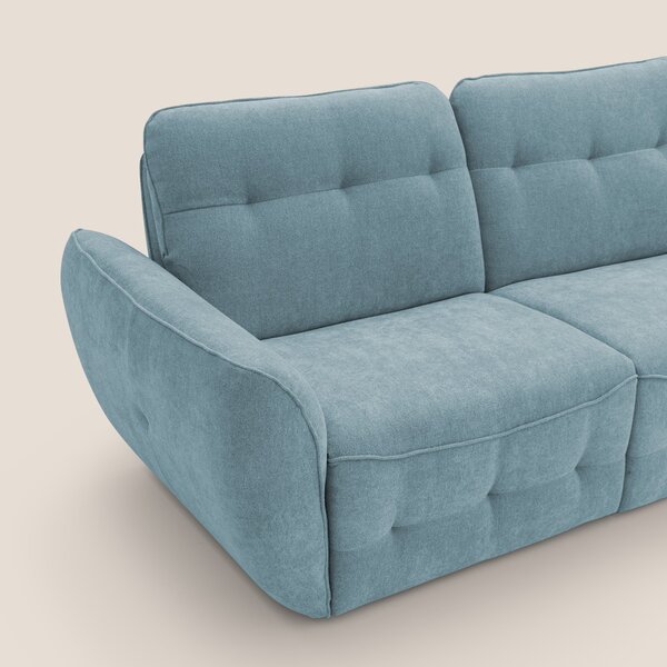 Cerbero divano angolare con pouf mobile in morbido bouclé impermeabile