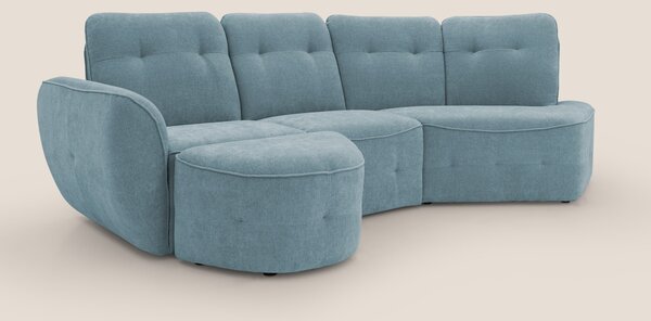 Cerbero divano angolare con pouf mobile in morbido bouclé impermeabile