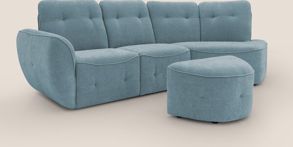 Cerbero divano angolare con pouf mobile in morbido bouclé impermeabile