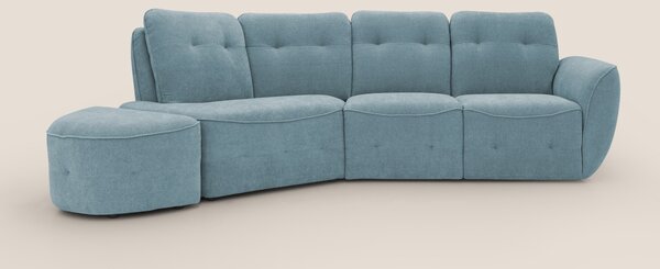 Cerbero divano angolare con pouf mobile in morbido bouclé impermeabile