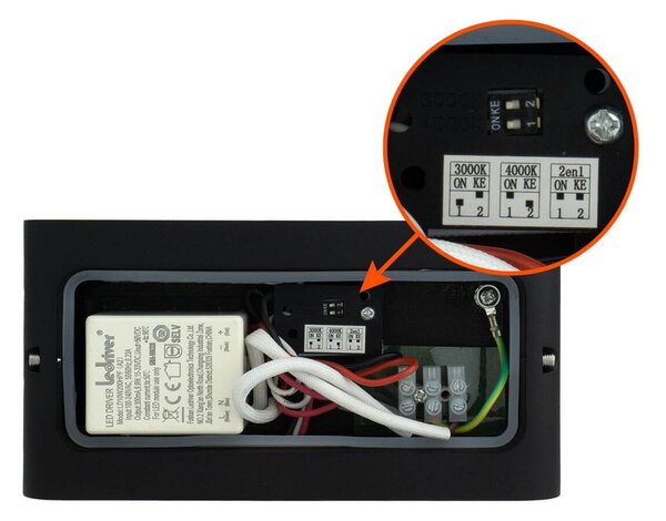 Applique LED 12W Bidirezione IP65 CCT Bianco Variabile - Nera Colore Bianco Variabile CCT