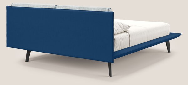 Petra letto di design bicolore con cuscini in piuma, piedini in mogano