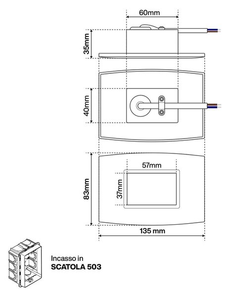 Segnapasso LED per scatola 503 2W IP65 Luce Simmetrica - No Flickering Colore Bianco Naturale 4.200K