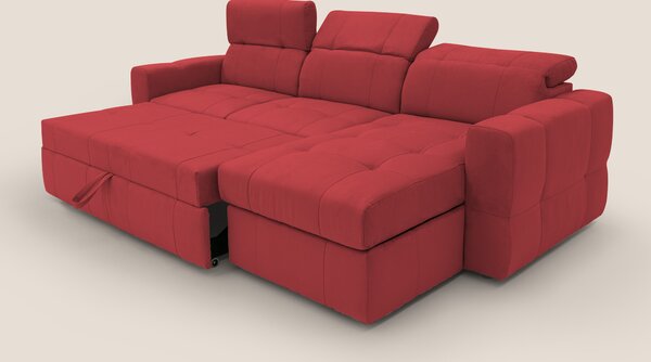 Kronos Divano angolare con pouf estraibile e penisola contenitore in m