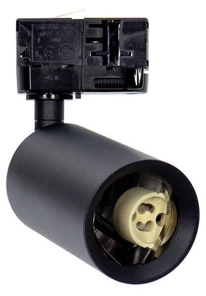 Faro GU10 per binario Trifase in alluminio Nero