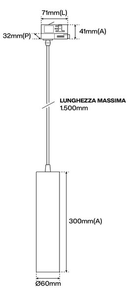 Faro LED a Sospensione per Binario Trifase GU10 Bianco 15m