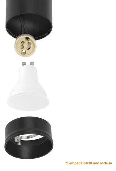 Faro LED a Sospensione per Binario Trifase GU10 - Nero 15m