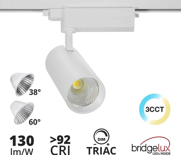 Faro LED 40W Dimmerabile Triac Monofase 38/60° CCT Bianco Variabile CRI92 Colore Bianco Variabile CCT
