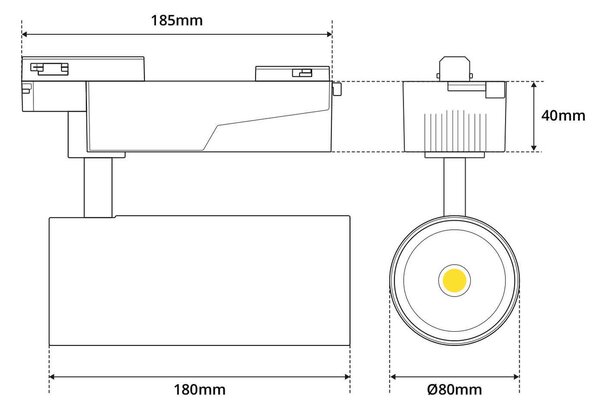 Faro LED 40W Dimmerabile Triac Monofase 38/60° CCT Bianco Variabile CRI92 Colore Bianco Variabile CCT